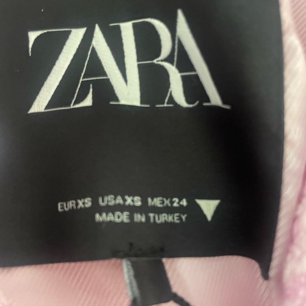 Zara Pink Houndstooth Blazer Cropped - Picture 3 of 3
